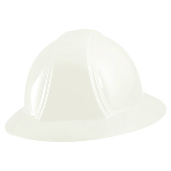 Full Brim Hard Hats, Ratchet Suspension, White (1 EA)