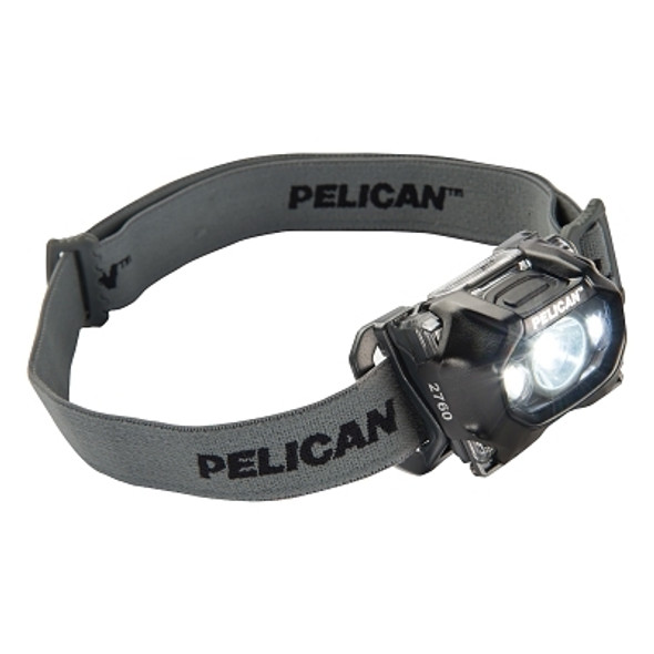 Pelican LED Headlights, 3 Batteries, AAA, 95/204 Lumens, Black (1 EA / EA)
