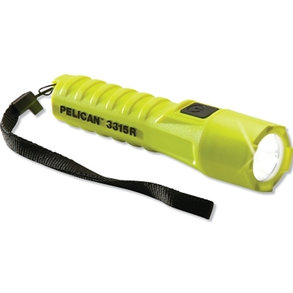 Pelican 3315R Flashlight, LED, 135/15 Lumen, 18650 Battery, 5/34 hr, Yellow (24 EA / CA)