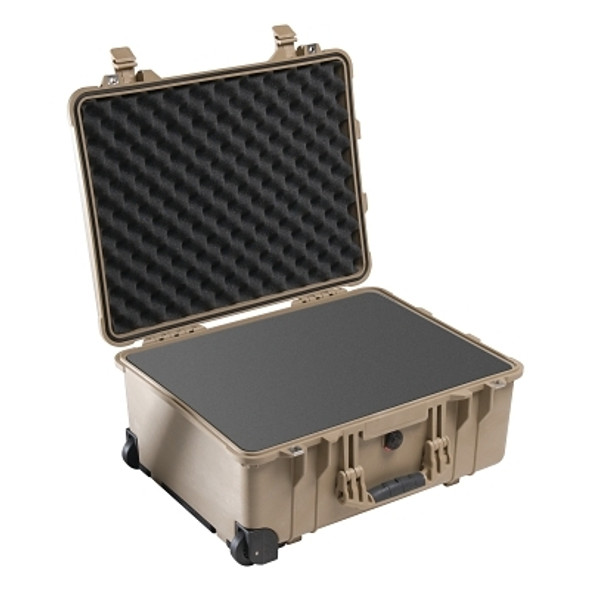 Pelican 1560 Large Protector Case, with Logo, 22.07 in L x 17.92 in W x 10.42 in D, Desert Tan, with Foam (1 EA / EA)