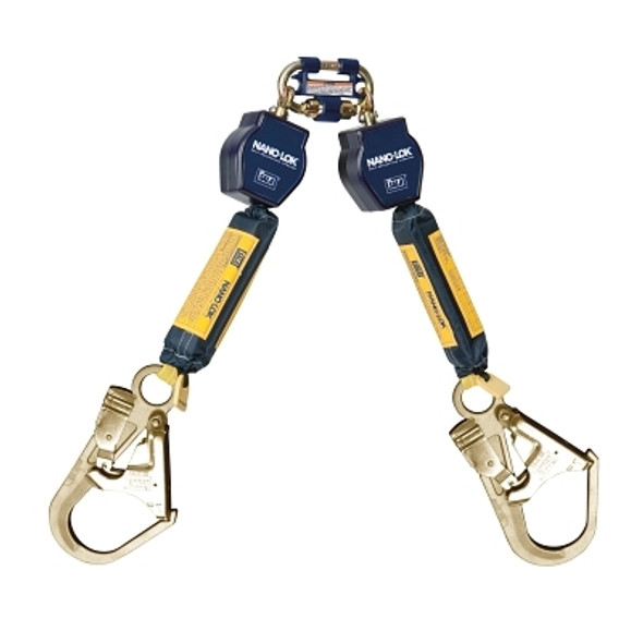 Nano-Lok Twin-Leg Quick Connect Self-Retracting Web Lifeline, Rebar,6 ft,420 lb (1 EA)