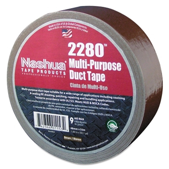 Nashua 2280 General Purpose Duct Tapes, Brown, 55m x 48mm x 9 mil (24 RL / CA)