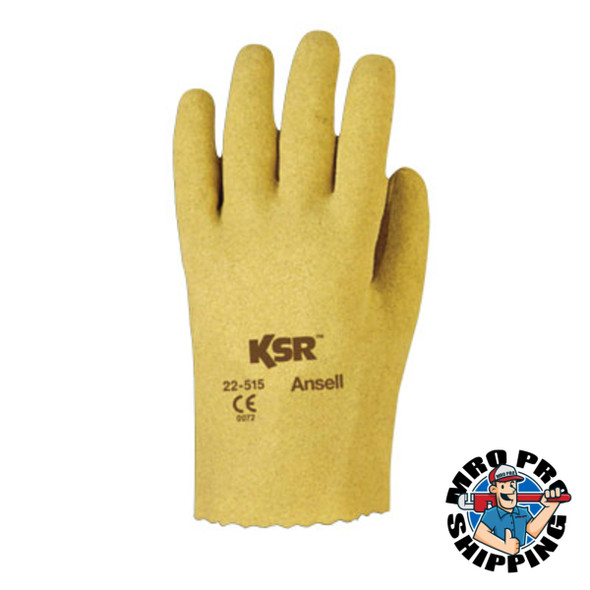 KSR Multi-Purpose Vinyl-Coated Gloves, Interlock Knit Liner, 7.5, Yellow (12 PR / DZ)