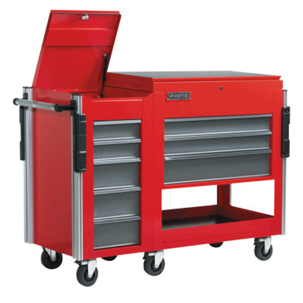 Utility Cart Side Cabinets, 18 in x 20 in x 34 in, 5 Drawers, Red (1 EA)