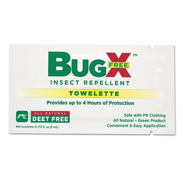 BugX DEET Free Insect Repellent Towelette, 5 mL, 100 per Box (1 EA / CA)