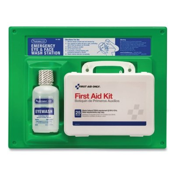First Aid Kit and Eye Wash Station, 16 oz, 25 Person (1 KT / KT)