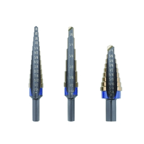 Irwin Unibit Cobalt Step Drill Sets, 1/8 in to 3/4 in Cutting Dia (1 EA / EA)