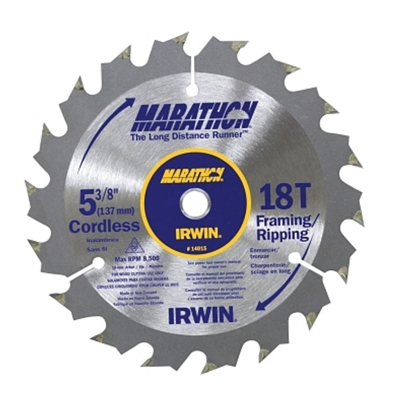 Irwin Marathon Cordless Circular Saw Blades, 5 3/8 in, 18 Teeth (5 EA / CTN)