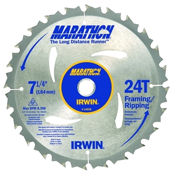 Irwin Marathon Portable Corded Circular Saw Blades, 7 1/4 in, 18 Teeth, Carded (5 EA / CT)
