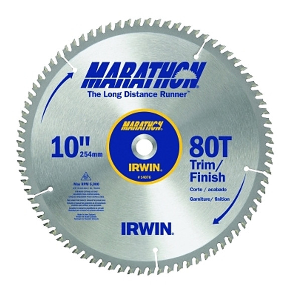 Irwin Marathon Miter/Table Saw Blades, 10 in, 80 Teeth (5 EA / BX)