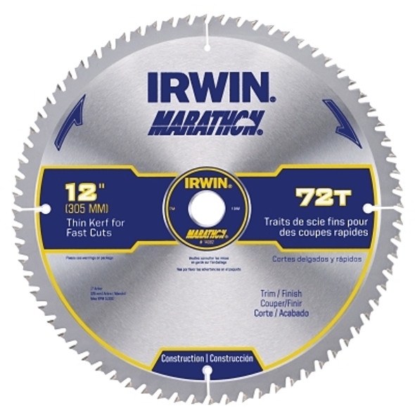Irwin Marathon Miter/Table Saw Blades, 12 in, 72 Teeth (1 EA / EA)