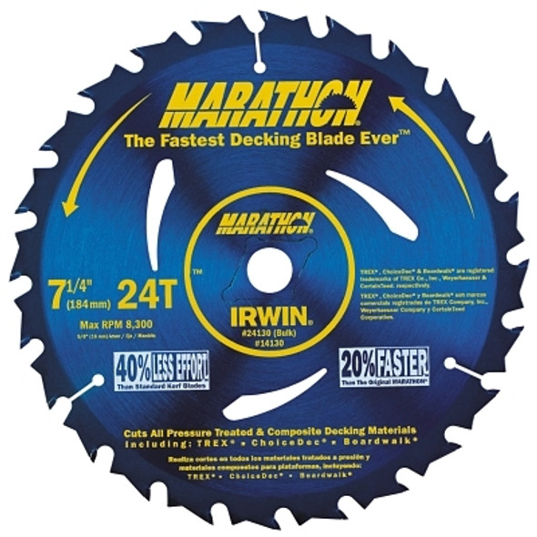 Irwin Marathon Portable Corded Circular Saw Blades, 7 1/4 in, 24 Teeth, Anti-Friction, Carded (5 EA / BOX)