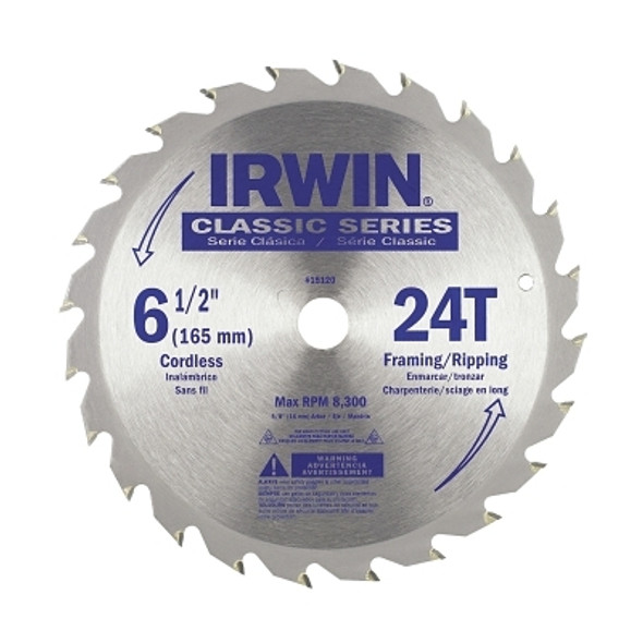 Irwin Carbide-Tipped Circular Saw Blades, 6 1/2 in, 24 Teeth (5 EA / BOX)