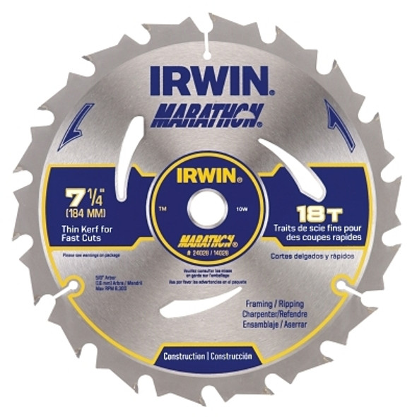 Irwin Marathon Portable Corded Circular Saw Blades, 7 1/4 in, 18 Teeth, Bulk (10 EA / BOX)