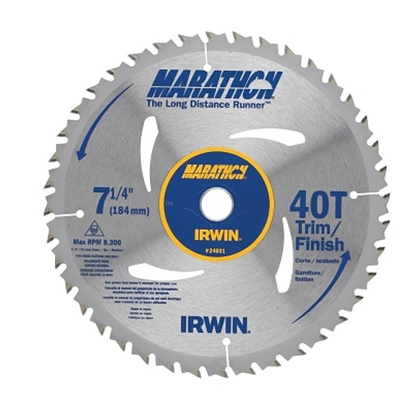 Irwin Marathon Portable Corded Circular Saw Blades, 7 1/4 in, 40 Teeth, Bulk (10 EA / BOX)