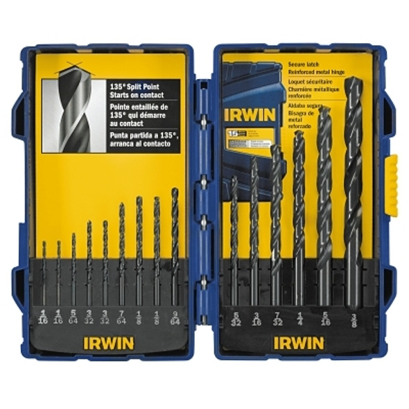 Irwin 15-pc Black Oxide Sets, 1/16 in - 3/8 in Cut Dia. (1 ST / ST)