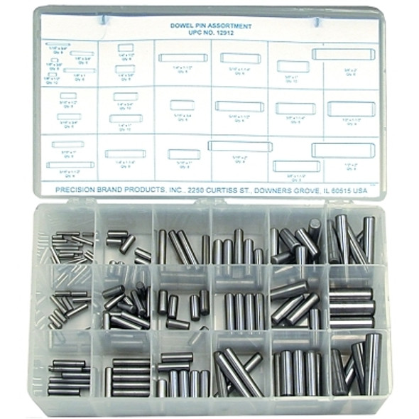 Precision Brand Dowel Pin Assortments, Alloy Steel, 176 per set (1 AST / AST)