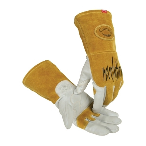 Revolution Welding Gloves, Goat Grain Leather, Small, White/Gold (1 PR / PR)