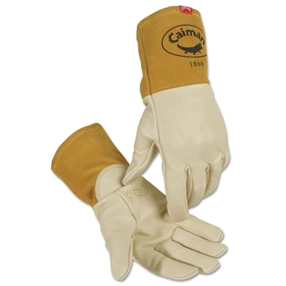 1869 Cow Grain Unlined Welding Gloves, X-Large, Gold, 4 in Gauntlet Cuff (1 PR / PR)