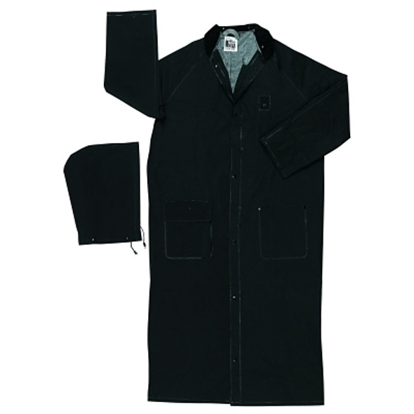 Classic Plus Rider Rain Coat, 0.35 mm PVC/Polyester, Black, 60 in Large (1 EA)