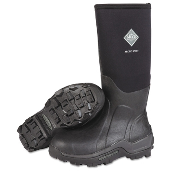 Arctic Sport Safety Toe Boots, Size 10, 15 in H, Neoprene Rubber, Black (1 PR / PR)