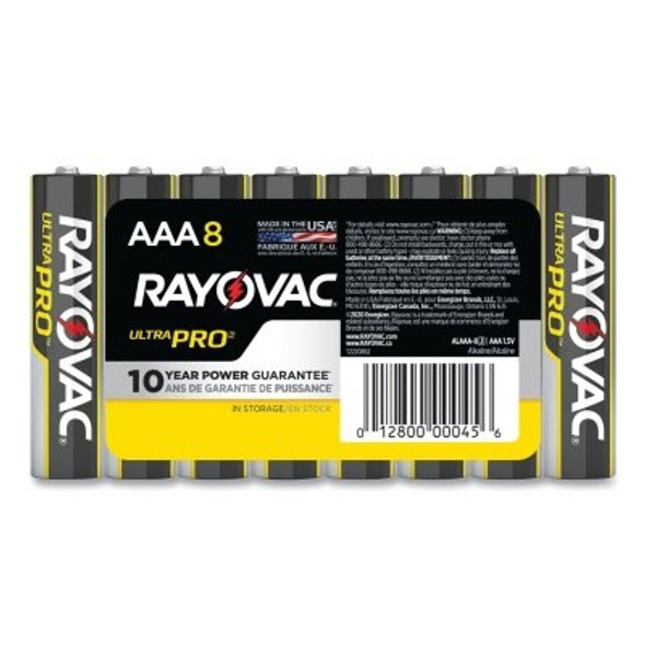 RAYOVAC Ultra Pro Alkaline Battery, 1.5V, AAA, Shrink Pack, 8/PK (8 EA / PK)