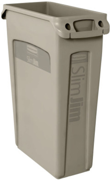 Newell Rubbermaid Slim Jim with Venting Channels, 23 gal, Resin, Beige (4 CA/EA)