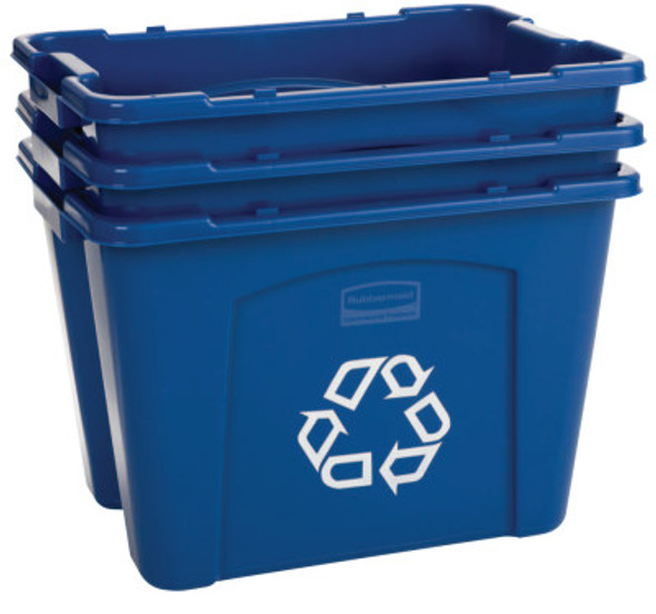 Newell Rubbermaid Recycling Boxes, 18 gal, 16 in x 26 in x 14 3/4 in, Blue (6 EA/EA)