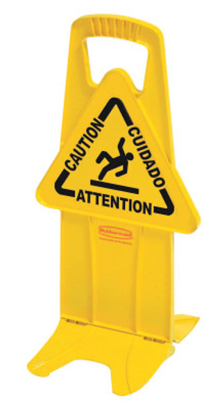 Newell Rubbermaid Floor Stable Safety Signs, Caution (Multi-Lingual), Yellow (1 EA/EA)