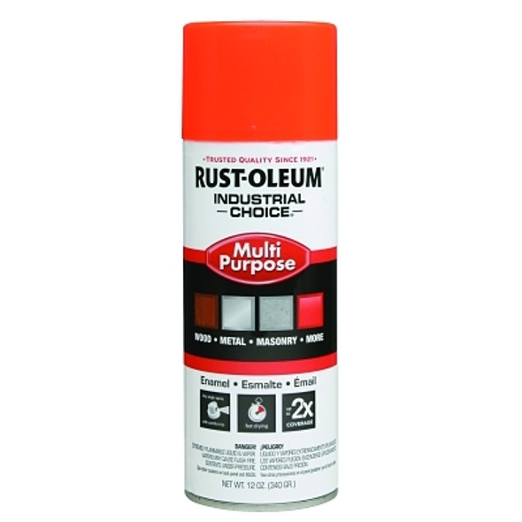 Rust-Oleum Industrial Choice 1600 System Enamel Aerosols,12oz, Fluorescent Orange, Hi-Gloss (6 CAN / CS)