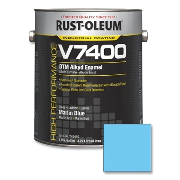 Rust-Oleum High Performance V7400 System DTM Alkyd Enamel, 1 Gal, Marlin Blue, High-Gloss (2 CN / CA)