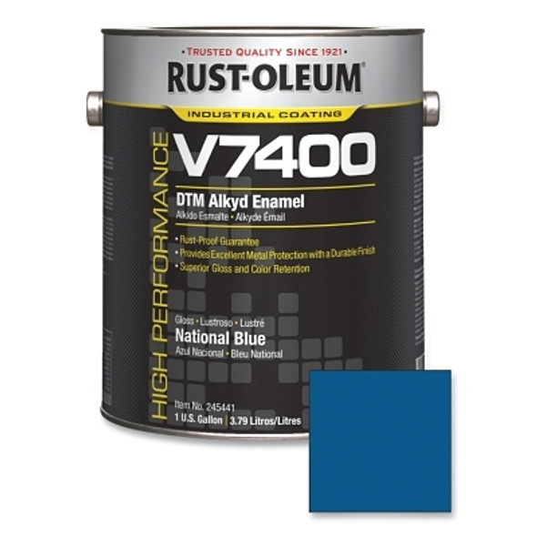 Rust-Oleum High Performance V7400 System DTM Alkyd Enamel, 1 Gal, National Blue, High-Gloss (2 CN / CA)