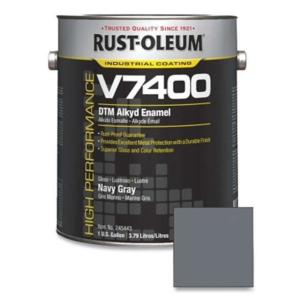 Rust-Oleum High Performance V7400 System DTM Alkyd Enamel, 1 Gal, Navy Gray, High-Gloss (2 CN / CA)