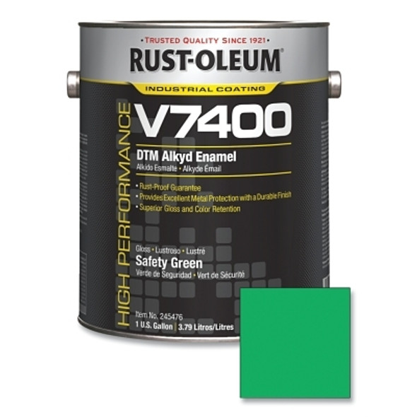 Rust-Oleum High Performance V7400 System DTM Alkyd Enamel, 1 Gal, Safety Green, High-Gloss (2 CN / CA)