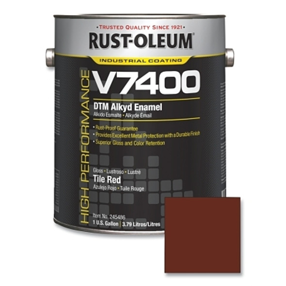 Rust-Oleum High Performance V7400 System DTM Alkyd Enamel, 1 Gal, Tile Red, High-Gloss (2 CN / CA)