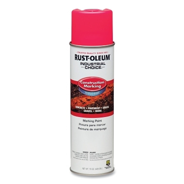 Rust-Oleum Industrial Choice M1400 Water-Based Construction Marking Paint, 17 oz, Fluorescent Pink (12 EA / CS)