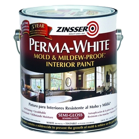 Zinsser Perma-White Mold and Mildew Proof Interior Paints, 1 Gal Can, White, Semi-Gloss (2 EA / CA)