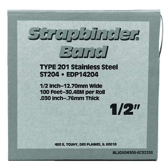 Strapbinder Bands, 3/8 in x 100 ft, 0.025 in Stainless Steel 201 (1 ROL / ROL)