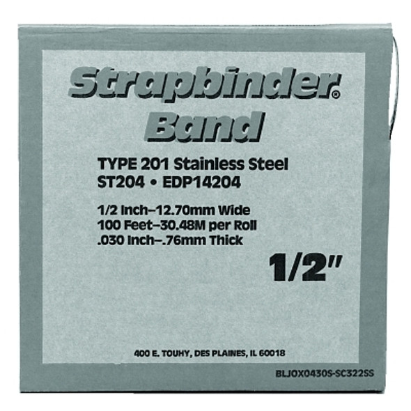 Strapbinder Bands, 5/8 in x 100 ft, 0.03 in Stainless Steel 201 (1 ROL / ROL)