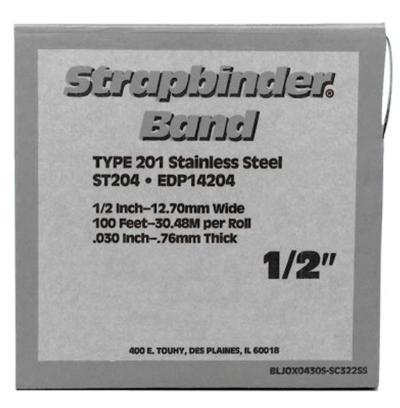 Strapbinder Bands, 1/2 in x 100 ft, 0.03 in Stainless Steel 316 (1 ROL/EA)