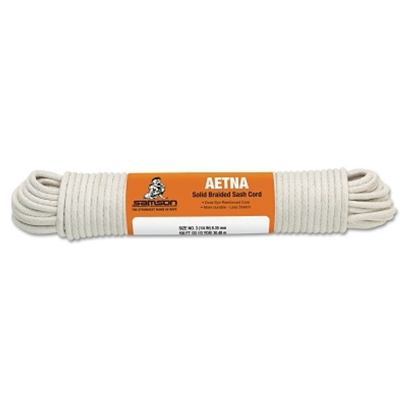 Samson Rope Cotton Core Sash Cord, 185 lb Capacity, 100 ft, 3/16 in dia, Cotton, White (1 EA / EA)