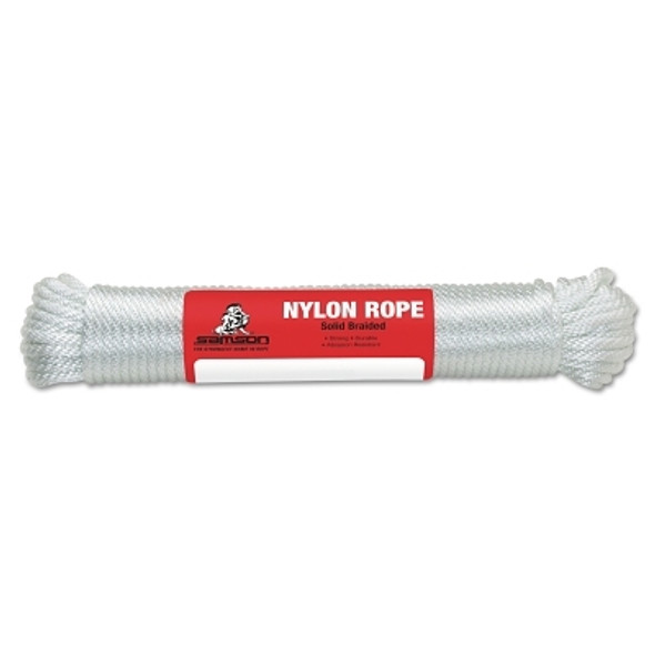 Samson Rope General Purpose 12-Strand Cord, 1,250 lb Capacity, 100 ft, Solid Braid Nylon, White (1 EA / EA)
