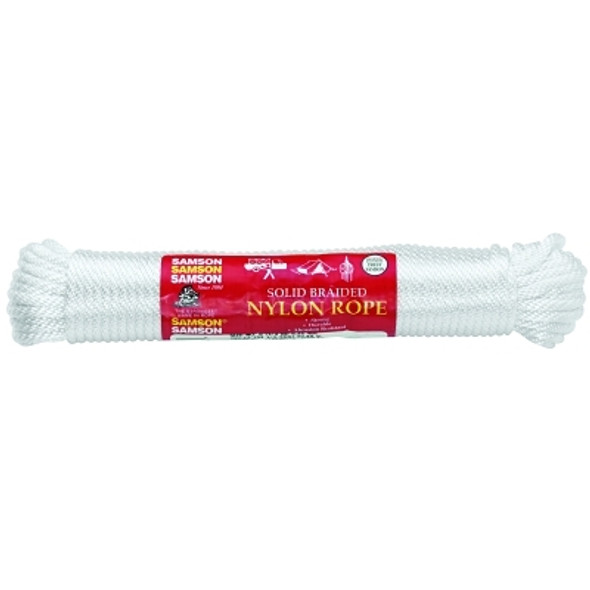 Samson Rope General Purpose 12-Strand Cords, 1,050 lb Cap., 100 ft, Solid Braid Poly, White (1 EA / EA)