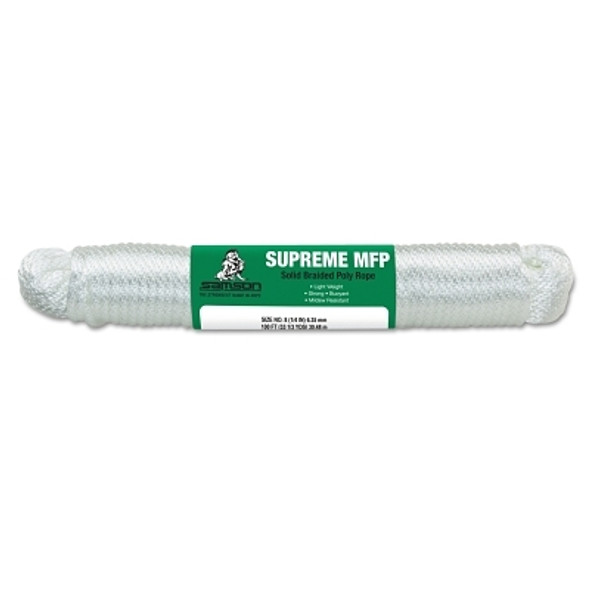 Samson Rope Supreme MFP Rope, 800 lb Cap, 1/4" dia x 1000 ft, White (1000 FT / SPL)
