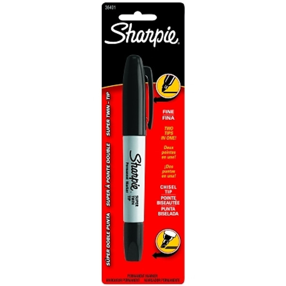 Sharpie Twin Tip Permanent Markers, Black, Fine; Chisel (6 EA / BX)