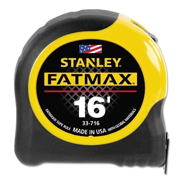 Stanley FatMax Classic Tape Measure, 1-1/4 in W x 16 ft L, SAE, Black/Yellow Case (1 EA / EA)
