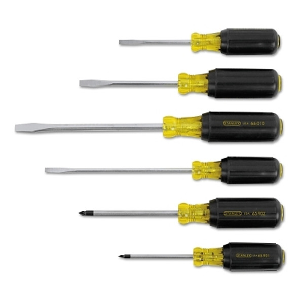 6 Pc Vinyl Grip Screwdriver Set, Phillips, Slotted, #1, #2, 1/4 in, 3/16 in, 5/16 in (1 ST / ST)