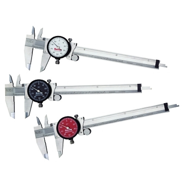 L.S. Starrett 120 Series Dial Caliper, 0 to 9 in, Stainless Steel Tip, White Display (1 EA / EA)