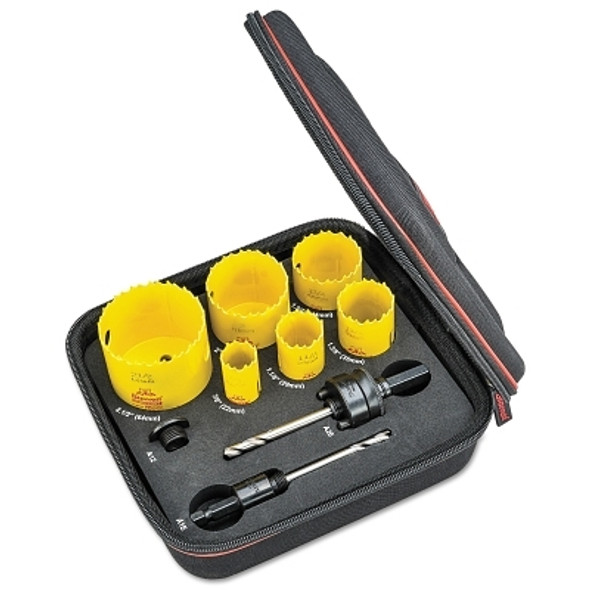 L.S. Starrett Deep Cut Electricians Holesaw Kits, 3/4 in - 2 1/4 in Cut Diam (1 EA / EA)