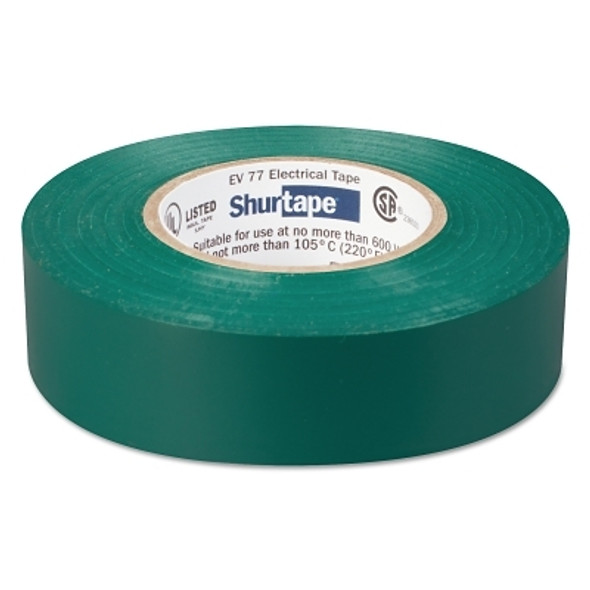 Shurtape EV 77 Professional Grade Electrical Tapes, 66 ft x 3/4 in, Green, 100/case (100 RL / CA)